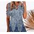 billige Uformelle kjoler-Dame Uformell kjole Mini kjole Blå Trykt mønster Kortermet Vår Sommer Rynket Stilfull V-hals Helg 2023 S M L XL XXL 3XL
