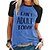 cheap T-Shirts-Women&#039;s T shirt Tee Funny Tee Shirt Green Blue Dark Gray Print Color Block Text Casual Weekend Short Sleeve Round Neck Basic Cotton Regular Funny Painting S