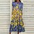 cheap Casual Dresses-Women&#039;s Midi Dress Casual Dress Shift Dress Green Blue Gray 3/4 Length Sleeve Ruched Print Floral Crew Neck Fall Spring Casual Vacation 2022 S M L XL XXL 3XL