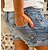 preiswerte Shorts-Damen Shorts Kurze Hosen Jeans Denim Blau Modisch Mittlere Taillenlinie Seitentaschen Casual Wochenende Kurz Mikro-elastisch Feste Farbe Komfort S M L XL 2XL