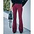 billige Pants-damejeans bootcut flare fuld længde fløjlsbukser mikroelastisk mellemtalje mode fest julevin rød s m