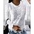 abordables Blusa-Mujer Camisa Camisa de encaje Blusa Plano Trabajo Encaje Blanco Manga Larga Elegante Vintage Moda Escote Redondo Primavera Otoño