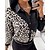cheap Tops &amp; Blouses-Women&#039;s Shirt Blouse Black Red Blue Button Print Leopard Work Long Sleeve Shirt Collar Streetwear Casual Regular S