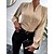 abordables Tops &amp; Blouses-Mujer Camisa Blusa Plano Oficina Trabajo Negocio Botón Beige Manga Larga Ropa de calle Casual Escote en Pico Primavera Otoño