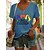 abordables T-shirts-Mujer Camiseta Verde Trébol Azul Piscina Morado Estampado Graphic Letra Víspera de Todos los Santos Casual Manga Corta Escote en Pico Básico Regular S