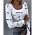 cheap T-Shirts-Women&#039;s T shirt Tee White Print Tie Dye Daily Long Sleeve U Neck Basic Regular Painting S