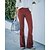 baratos Pants-Jeans femininos bootcut flare comprimento total veludo micro-elástico cintura média moda festa natal vinho vermelho s m