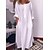 abordables robe en coton et lin-Robe en coton et lin Robe casual Femme Coton et lin Robe longue maxi du quotidien Vacances Décontractées Moderne Ruché Poche Bateau Eté Printemps Automne manche longue Ample 2023 Blanche Couleur