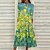 cheap Casual Dresses-Women&#039;s Midi Dress Casual Dress Shift Dress Green Blue Gray 3/4 Length Sleeve Ruched Print Floral Crew Neck Fall Spring Casual Vacation 2022 S M L XL XXL 3XL