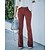 baratos Pants-Jeans femininos bootcut flare comprimento total veludo micro-elástico cintura média moda festa natal vinho vermelho s m
