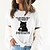 abordables Tee-shirt-Femme T shirt Tee 100% Coton Chat Lettre Imprimer du quotidien Sortie Fin de semaine basique Manche Courte Col Rond Blanche