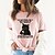 cheap Women&#039;s T-shirts-Women&#039;s T shirt Tee 100% Cotton Cat Letter Print Daily Going out Weekend Basic Short Sleeve Round Neck White