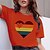 abordables T-shirts-T shirt Tee Femme Vert Orange Rouge Imprimer Graphic Cœur du quotidien Sortie Manches Courtes Col Rond basique 100% Coton Normal Standard S