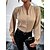 cheap Tops &amp; Blouses-Women&#039;s Shirt Blouse Plain Office Work Business Button Beige Long Sleeve Streetwear Casual V Neck Spring Fall