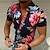 abordables Men's Printed Shirts-Hombre Floral Graphic Flores tropicales Camisa camisa hawaiana Manga Corta Camisa Cuello Vuelto Design Casual Exterior Fiesta Casual Azul Piscina Negro / Rojo Morado S M L