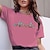 cheap T-Shirts-Women&#039;s T shirt Tee Green Pink Yellow Print Graphic Letter Daily Going out Short Sleeve Round Neck Basic 100% Cotton Regular S