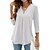 cheap Tops &amp; Blouses-Women&#039;s Shirt Blouse Tunic Black White Pink Flowing tunic Plain Daily Weekend 3/4 Length Sleeve V Neck Streetwear Casual Regular S