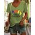 billige T-shirts-Dame T skjorte Grønn Blå Lilla Trykt mønster Grafisk Bokstaver Halloween Avslappet Kortermet V-hals Grunnleggende Normal S
