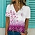 billige T-shirts-Dame T skjorte Blå Lilla Rosa Trykt mønster Blomstret Avslappet Ferie Kortermet V-hals Grunnleggende Normal Blomster Tema Maling S / 3D-utskrift