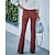 billige Pants-damejeans bootcut flare fuld længde fløjlsbukser mikroelastisk mellemtalje mode fest julevin rød s m
