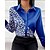 abordables Tops &amp; Blouses-Mujer Camisa Blusa Negro Rojo Azul Piscina Botón Estampado Leopardo Trabajo Manga Larga Cuello Camisero Ropa de calle Casual Regular S