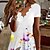 cheap Casual Dresses-Women&#039;s Knee Length Dress Casual Dress Shift Dress White Short Sleeve Print Floral Butterfly Animal V Neck Spring Summer Casual Vacation 2022 S M L XL XXL 3XL