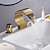 abordables Brico &amp; Déco-Robinet de lavabo de salle de bain, élégant robinet de remplissage de baignoire à bec cascade en arc à double poignée avec robinet de salle de bain répandu à trois trous or / noir mat