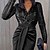 cheap Party Dresses-Women&#039;s Black Sequin Dress Party Dress Sparkly Dress Dress Sheath Dress Midi Dress Black Long Sleeve Winter Fall Spring V Neck Winter Dress Office
