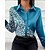 baratos Tops &amp; Blouses-Mulheres Camisa Social Blusa Preto Vermelho Azul Botão Imprimir Leopardo Trabalho Manga Longa Colarinho de Camisa Roupa de rua Casual Padrão S