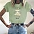economico T-shirts-Per donna maglietta Rosa Verde chiaro Fucsia Stampa Gatto Testo Informale Fine settimana Manica corta Rotonda Essenziale Cotone Standard Gatto Pittura S