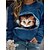 cheap Hoodies &amp; Sweatshirts-Holiday Cat Print Women&#039;s Hoodie in Royal Blue