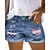 billige Shorts-Dame Jeans Shorts Denimstof Blå Mode Medium Talje Sidelommer Trykt mønster Afslappet Weekend Korte Mikroelastisk Amerikansk flag Komfort S M L XL XXL