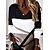 cheap Tops &amp; Blouses-Women&#039;s Shirt Blouse Color Block Black Print Cut Out Long Sleeve Daily Weekend Streetwear Casual V Neck Regular Fit Spring Fall