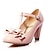 cheap Pumps &amp; Heels-Women&#039;s Heels Pumps Lolita Plus Size Party Outdoor Daily Solid Colored Summer Bowknot Cone Heel Low Heel Chunky Heel Round Toe Closed Toe Elegant Sweet Walking PU Leather T-Strap Black Pink Green