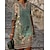 cheap Super Sale-Women‘s Casual Dress Shift Dress Midi Dress Green Half Sleeve Floral Print Fall Spring Summer V Neck 2023 S M L XL XXL 3XL