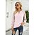 cheap Tops &amp; Blouses-Women&#039;s Crop Top Blouse Shirt Green Pink Dark Gray Patchwork Plain Daily Weekend Long Sleeve V Neck Streetwear Casual Regular S
