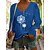 abordables T-shirts-T shirt Tee Femme Vert Bleu Gris Imprimer Pissenlit Des sports Fin de semaine Manches Longues Col V basique Coton Normal Standard Fleur Peinture S