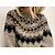 cheap Sweaters-Women&#039;s Fair Isle Pullover Sweater Jumper Stand Collar Turtleneck Chunky Crochet Knit Acrylic Criss Cross Fall Winter Tunic Daily Holiday Vintage Style Casual Long Sleeve Geometric Light Brown S M L