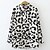 baratos Tops &amp; Blouses-Mulheres Blusa Camisa Social Preto Imprimir Leopardo Trabalho Casual Manga Longa Colarinho de Camisa Elegante S