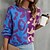 cheap Sweaters-Women&#039;s Pullover Sweater Jumper Jumper Ribbed Knit Patchwork Knitted Leopard Crew Neck Stylish Casual Outdoor Daily Fall Winter Red Purple S M L