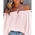 cheap Tops &amp; Blouses-Women&#039;s Lace Shirt Shirt Going Out Tops Blouse Plain Pink Light Blue Lace up Ruffle Off Shoulder Long Sleeve Holiday Weekend Streetwear Casual Off Shoulder Loose Fit Spring Fall
