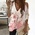 cheap T-Shirts-Women&#039;s T shirt Tee Pink Lace Patchwork Floral Casual Holiday Half Sleeve V Neck Basic Regular Floral Painting S / 3D Print / Print