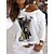 cheap Tops &amp; Blouses-Women&#039;s Blouse Black White Yellow Print Graphic Casual Long Sleeve Round Neck Basic Regular S