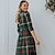 cheap Family Look Sets-Mommy and Me Dresses Plaid Daily Green Cotton Dress Long Sleeve Asymmetrical Fall Dress Sweet Casual Matching Outfits