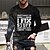cheap Men&#039;s Socks-Men&#039;s Unisex T shirt Tee Crew Neck Letter Graphic Prints Black 3D Print Long Sleeve Print Outdoor Street Tops Basic Sports Designer Casual