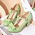 cheap Pumps &amp; Heels-Women&#039;s Heels Pumps Lolita Plus Size Party Outdoor Daily Solid Colored Summer Bowknot Cone Heel Low Heel Chunky Heel Round Toe Closed Toe Elegant Sweet Walking PU Leather T-Strap Black Pink Green