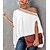 cheap Tops &amp; Blouses-Women&#039;s Shirt Blouse White Lace Trims Plain Daily Weekend Short Sleeve One Shoulder Streetwear Casual Regular Loose Fit S