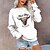 preiswerte Kapuzenpullis &amp; Sweatshirts-Damen Sweatshirt Pullover Zur Seite fahren Monogramme Bedruckt Aktiv Strassenmode Weiß Kuh Täglich Langarm Rundhalsausschnitt