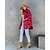 cheap Coats &amp; Trench Coats-Women&#039;s Blouse Shirt Red White Print Plaid Casual Long Sleeve Shirt Collar Casual Long S