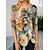 cheap Tops &amp; Blouses-Women&#039;s Blouse Shirt Khaki Button Print Leaf Holiday Weekend Long Sleeve Round Neck Streetwear Casual Regular Floral S / 3D Print